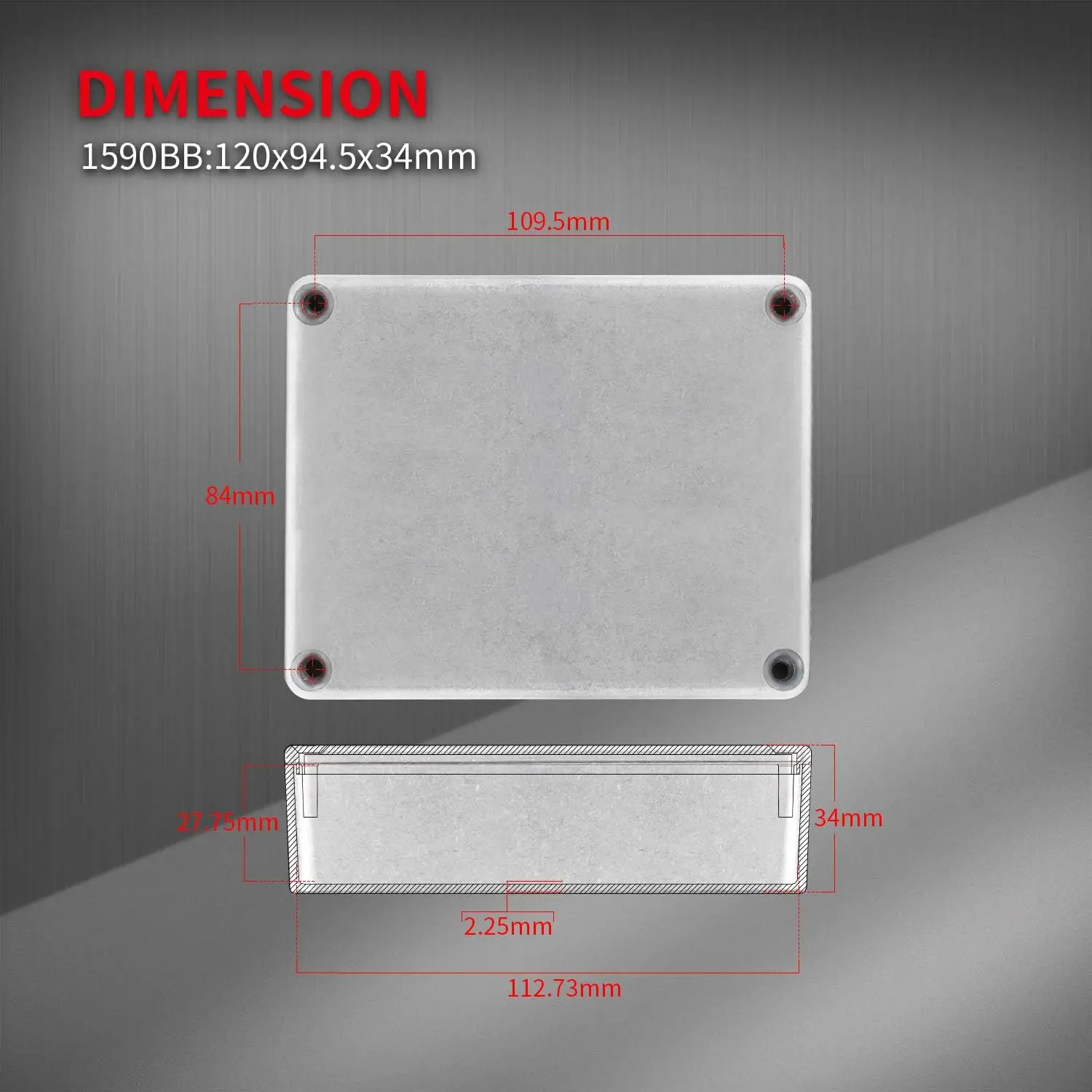 DaierTek 알루미늄 금속 스톰프 박스 케이스, 기타 페달 인클로저 효과 인클로저 스톰프 박스, 도색되지 않은 120x94.5x34mm, 1590BB, 3 개