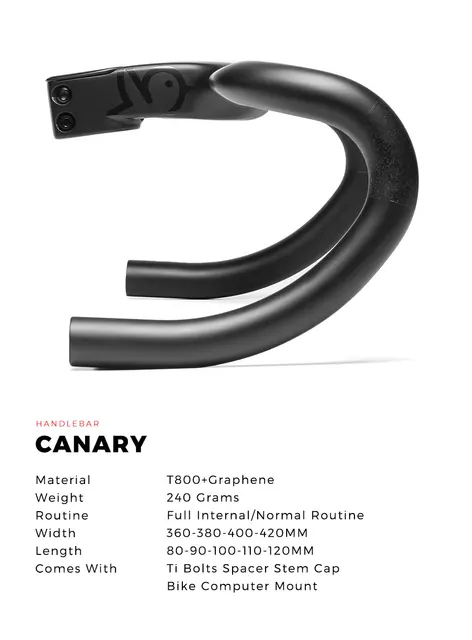 AVIAN CANARY OD2 380mm/110mm 新品 一体型ハンドル アビアンカナリア一体型カーボンハンドルバーT1100ロードバイク