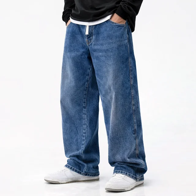Jean ample en molleton pour homme, taille élastique, jambe large, style Y2K, coupe droite, confortable, collection automne-hiver 2026 1