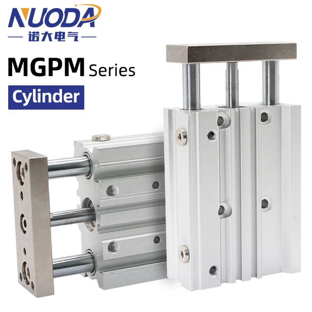 MGPM SMC ประเภทนิวเมติกขนาดกะทัดรัดท่องเที่ยวกระบอก MGPM12 MGPM16 MGPM20 MGPM25 MGPM32 MGPM40 MGPM50 MGPM63 MGPM80 จังหวะ 10 มม.-300 มม. 1