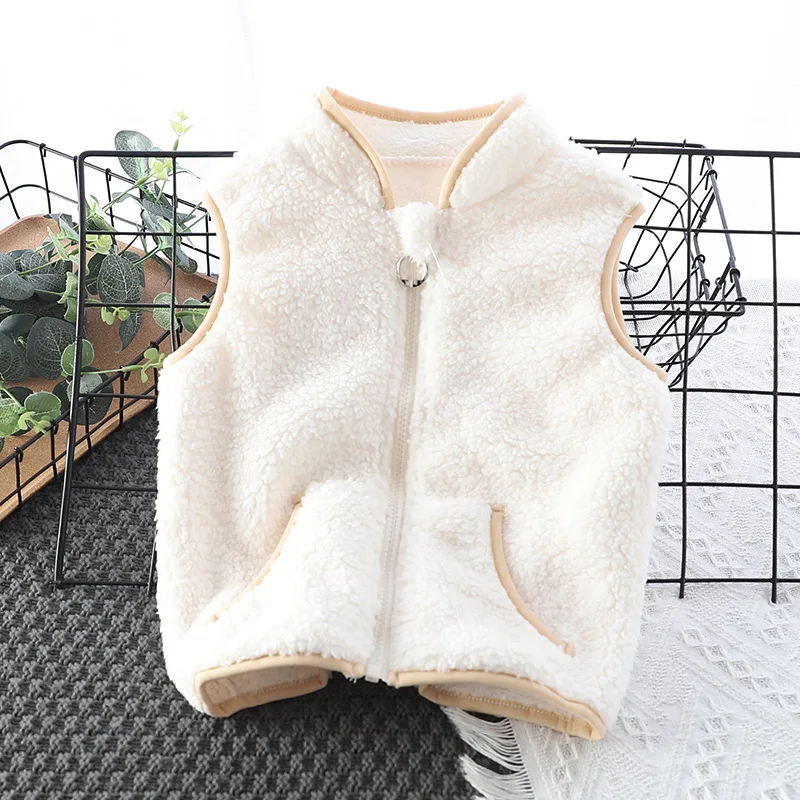 소년 플란넬 조끼 아동 의류 2024 가을 겨울 패션 키즈 지퍼 아우터 코트  소녀..