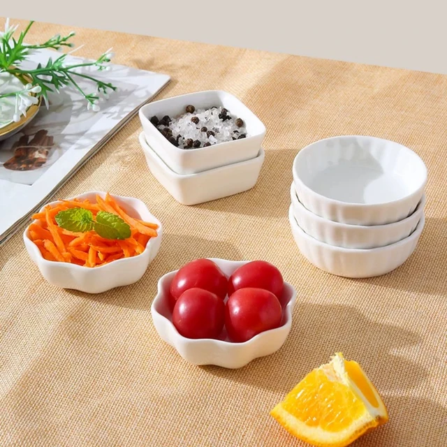 4 pcs Soy Sauce Dishes White Heart-shaped Ceramic Side Dipping Bowl Multipurpose Serving Bowls for Side Dishes for Kitchen Home 3