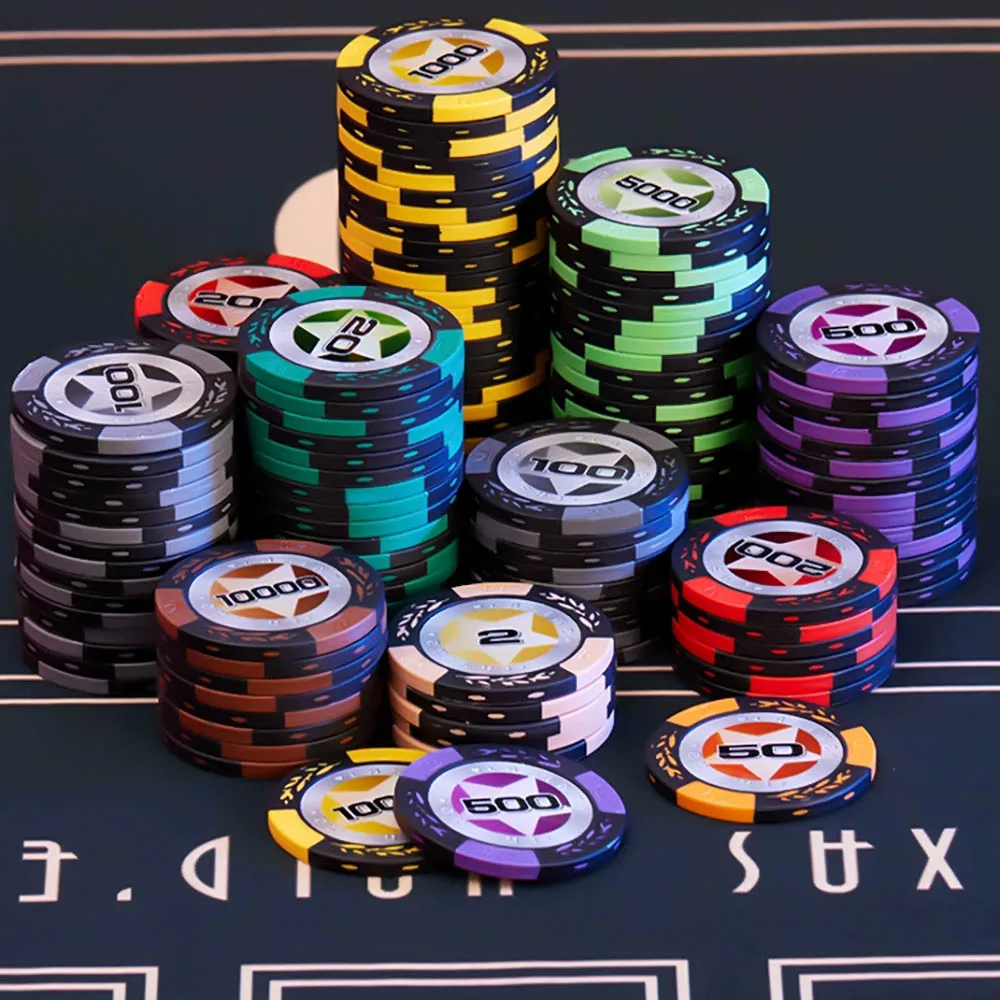 10PCSClayPokerChipsTexasHoldemBaccaratClayCoinsIncludesIron