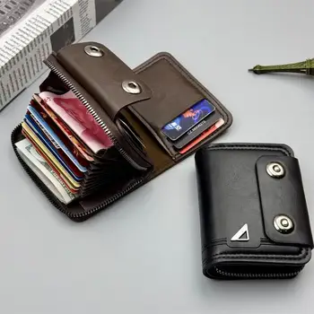 Portafogli Portatili Retrò da Donna in Morbida Pelle PU, Portamonete Multi-Card, Porta Biglietti da Visita, Borsa Corta con Cerniera per Carte