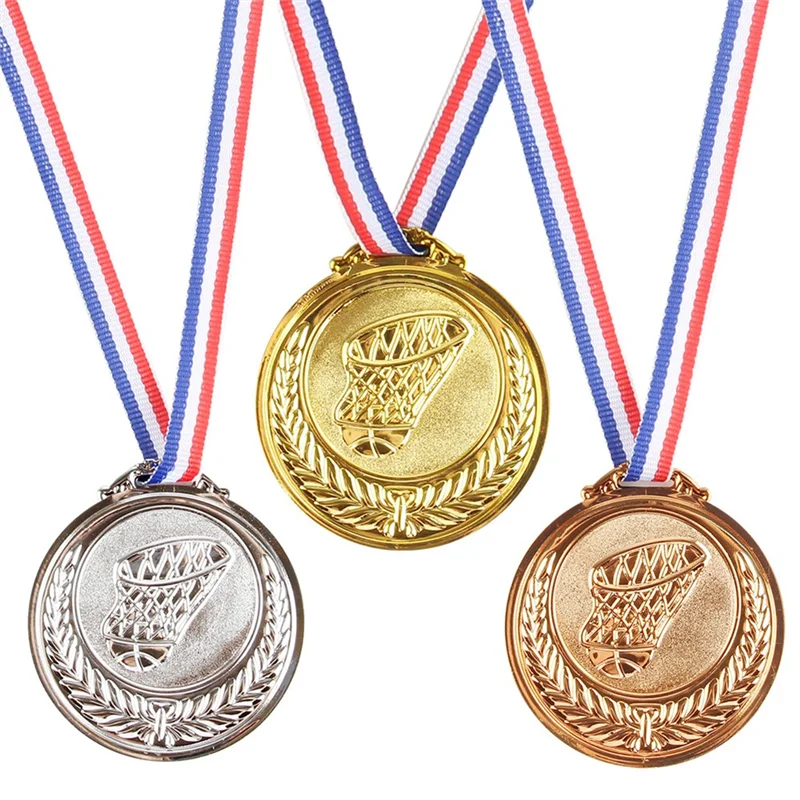 A45G-3 Medals, Gold, Silver, Bronze, Winners Medal With Ribbon 1St 2Nd 3Rd Children Metal Medal, Style Winners Medal