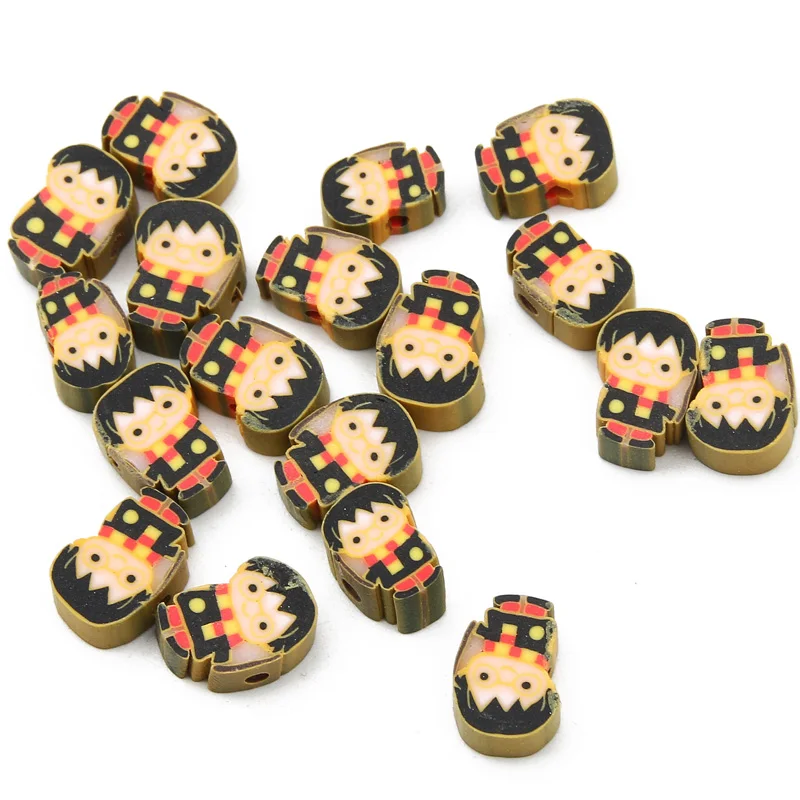 Cartoon Girl Polymer Clay Beads Handmade Flat Round Loose Spaced For Jewelry Making DIY Bracelet Necklace Accessories 20-50pcs