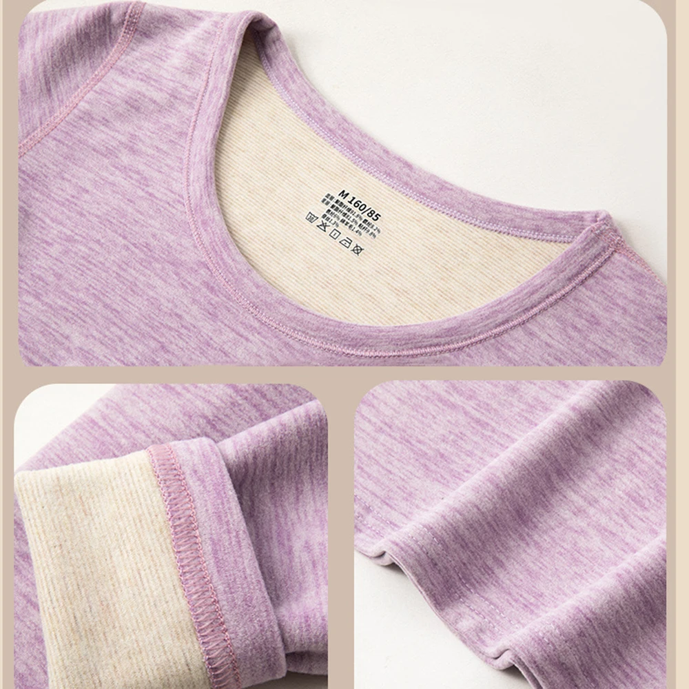 Thermal Underwear Set Women Wool And Silk Double Layer Thickened Fleece Brushed Thermal Shirt Mens Leggings Sexy Pants