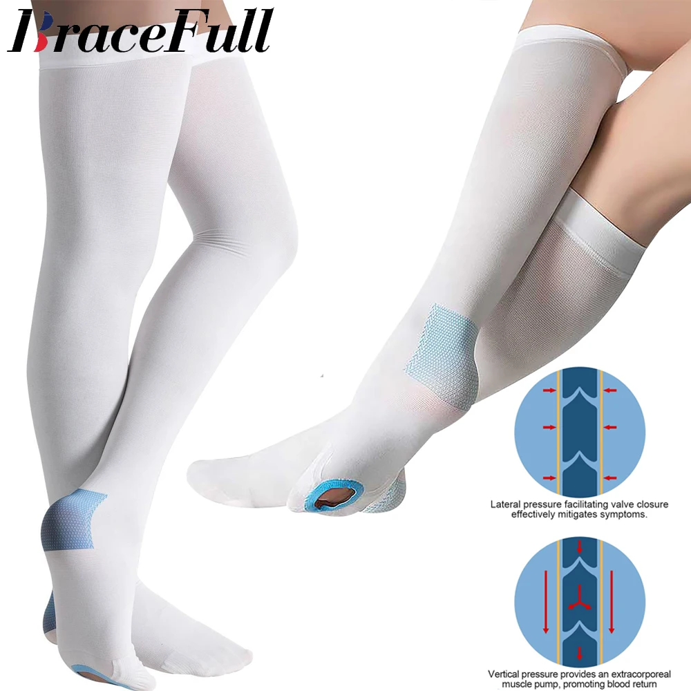 1Pair Anti Embolism Stockings,15-21 mmHg,Ted Hose White Compression ...