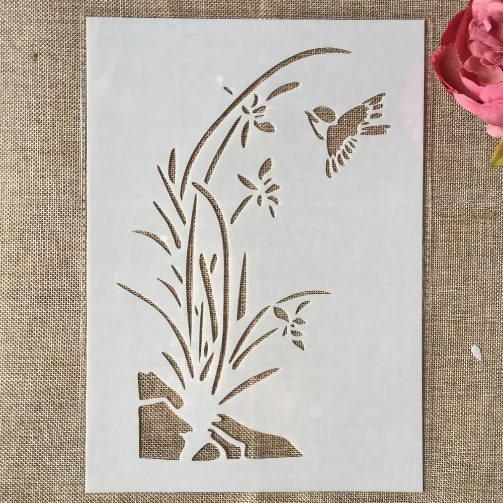 5 개/몫 29cm A4 삼키기 새 잔디 대나무 DIY 겹쳐 스텐실 페인팅 스크랩북 색소 엠보싱 앨범 장식 템플릿
