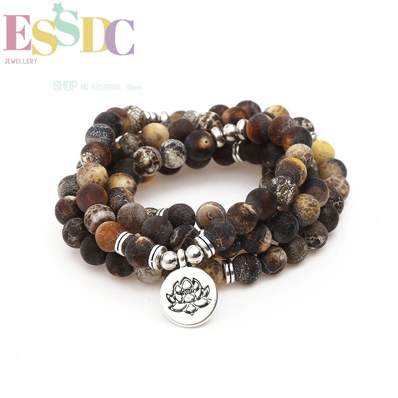 

Buddhist 108 Natural Retro Onyx Lotus Pedant Chakra or Necklace Yoga Bracelet Fashion Female or Male Jewelry