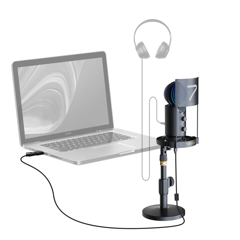 7RYMS AU02-K1 RGB Cardioid Condenser USB Microphone Kit description image 19