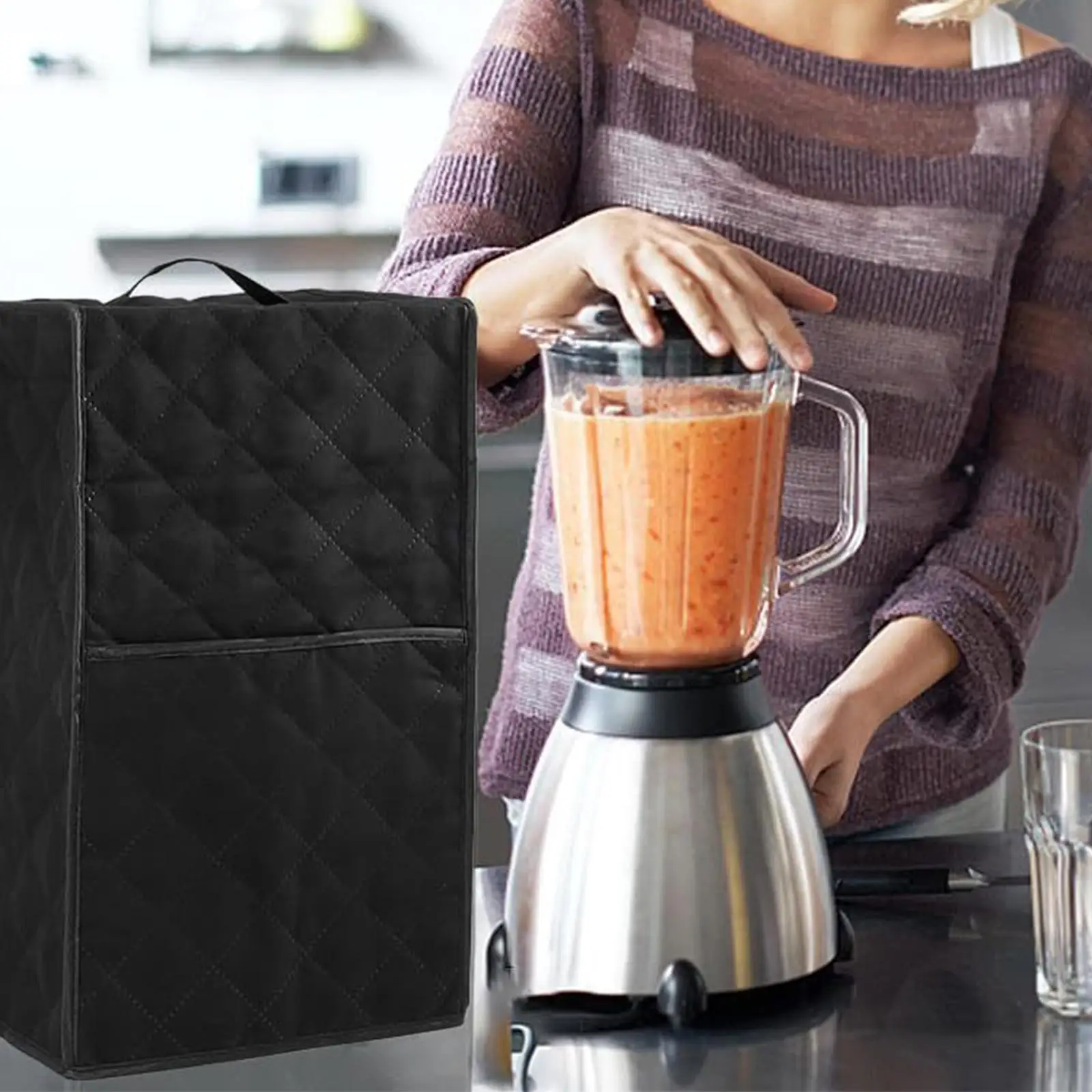 Blender Dust Cover with Pocket and Handle Household Kitchen Protective Sleeve Stylish Blender Cover for Kitchen Appliance