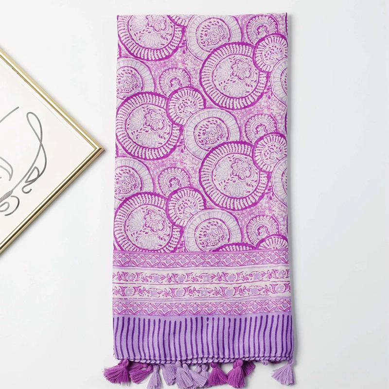 2024 neue Mode Luxus Damen Damen Schal weibliche Baumwolle Leinen Schal Quaste vier Jahreszeiten vielseitige Blumen muslimischen Hijab 90*180cm – Detail 6