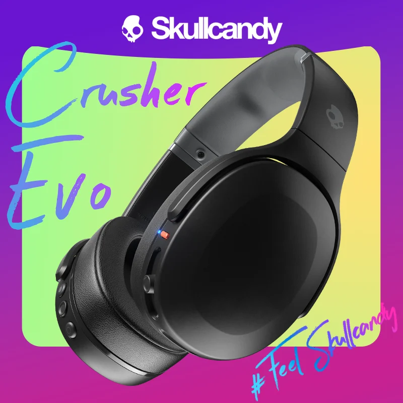 

Skullcandy S6EVW-N740 Crusher Evo Wireless Over-Ear Bluetooth Headphones Extra Bass Tech Headset Long Endurance Earbuds with Mic