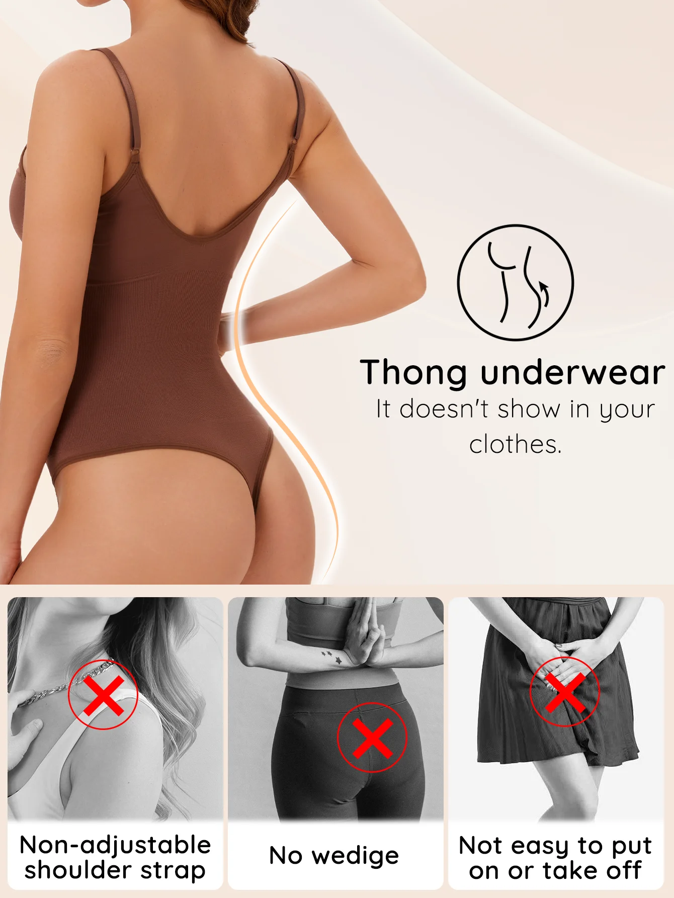 Description Picture 4 of itemSexy Women Shapewear Thong Tummy Control Slimmer Waist Bodysiut Ladies Stretchy Breast Support Body Suit One Piece Set Shaper