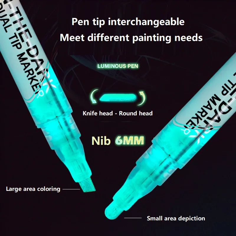 H&B Fluorescent Luminous Highlighters 2-in-1 Reversible Dual-tip Neon Markers, Quality Non-toxic Waterproof Colorfast Stationery