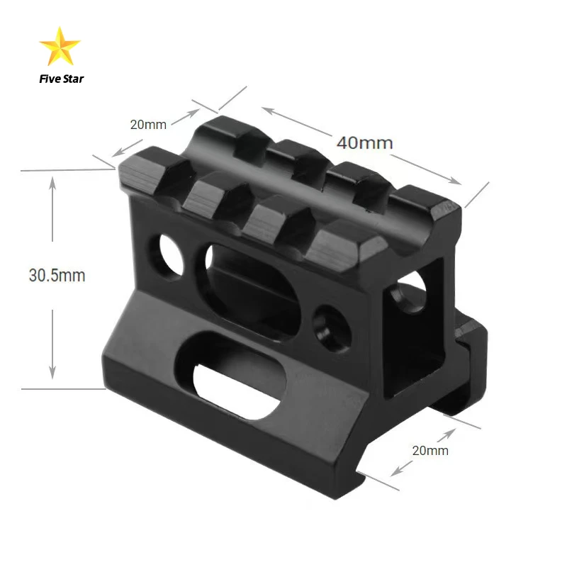 Picatinny Riser Mount FiveStar Tactics 1" Height Picatinny Short Riser Mount Aluminum Alloy Scope Base 20mm Picatinny Rail