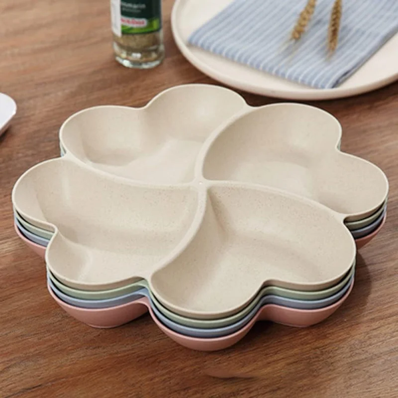 Split serving trays, appetizer slicing platters, dessert trays, reusable plastic snack round seasoning trays