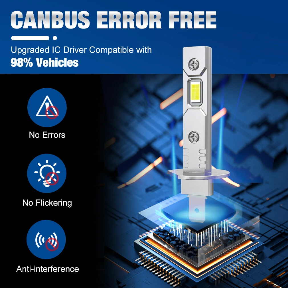 2Pcs Canbus LED Light Bulb H1 H3 Car LED Headlight Mini Size Design Wireless Fanless For Auto Lamp White Yellow 12V led car lights led lights led bulbs led headlights led car headlights