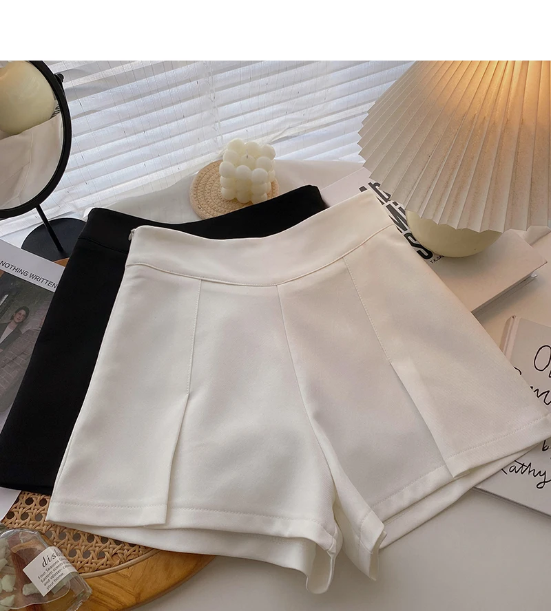 black shorts KUSAHIKI Causal High Waist Suit Wide Leg Shorts Fashion Solid Korean Style Short Femme Women 2022 Spring Summer New Bottoms workout shorts