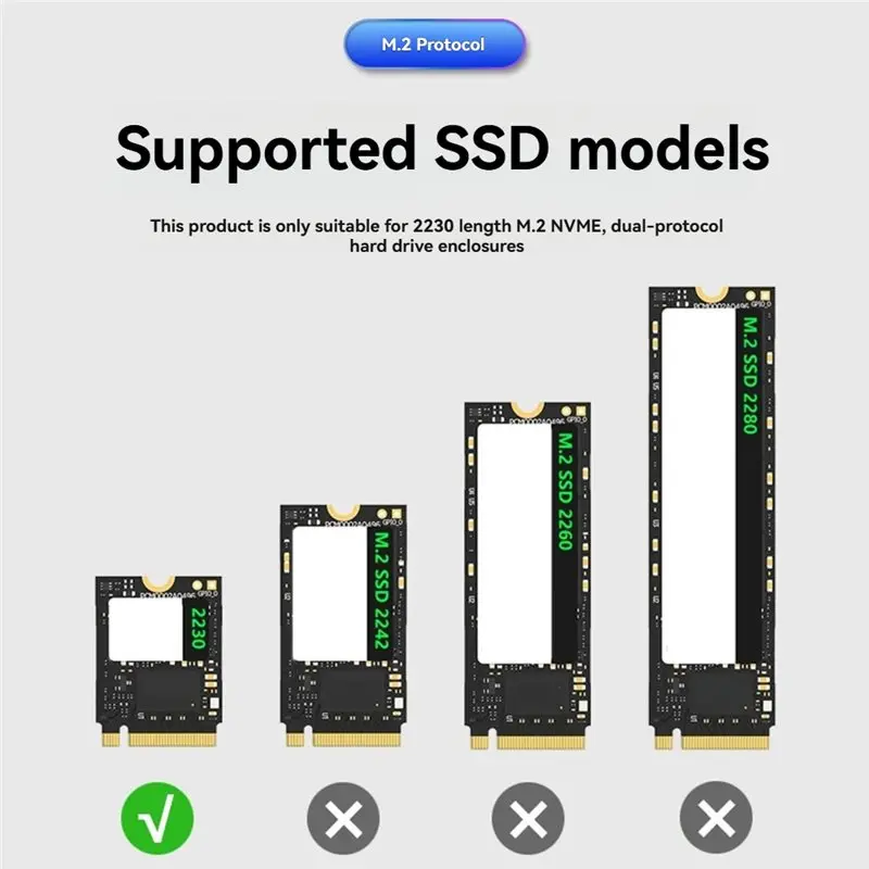 10Gbps M2 2230 SSD 케이스 NVME SATA 듀얼 프로토콜 M.2-USB 타입 C SSD 어댑터 (NVME PCIE NGFF SATA SSD 디스크 박스용)