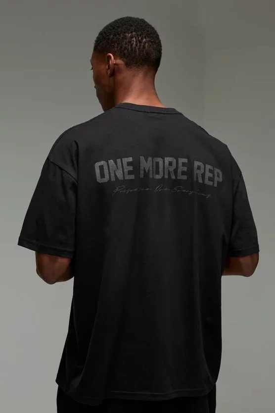 Man Active One More Rep Oversized Washed T-shirt Luxury Brand Great Chapter Embroidered Short Cotton Casual Loose Couple Tee 3