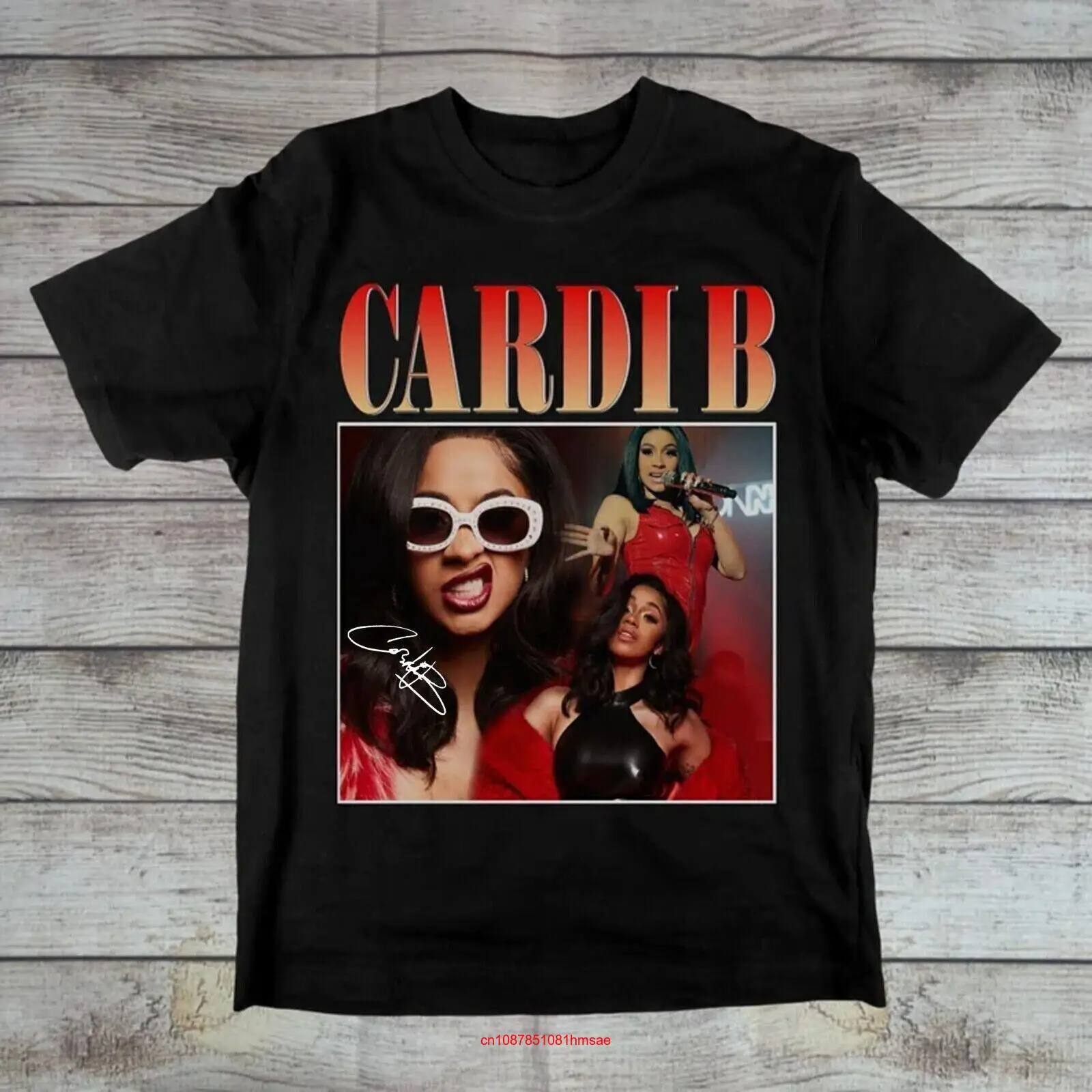 Фото Футболка Cardi B с длинным или коротким рукавом из хлопка с надписью альбома S 235XL №1
