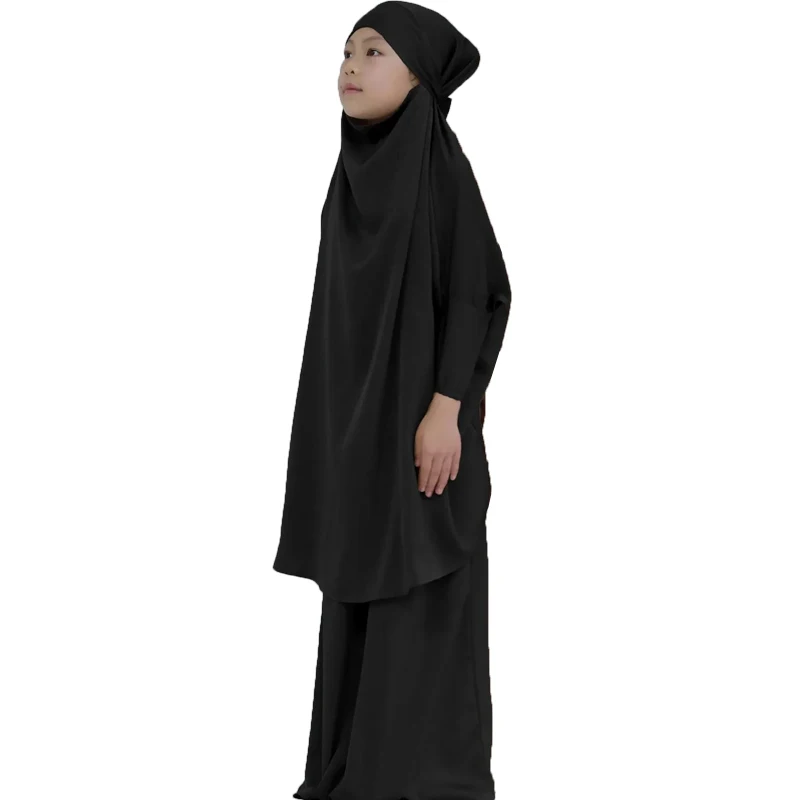 Ramadan  Muslim kids Girls Abaya Solid Long Kaftan abaya enfant Robe Dress Kids Clothes For Gift