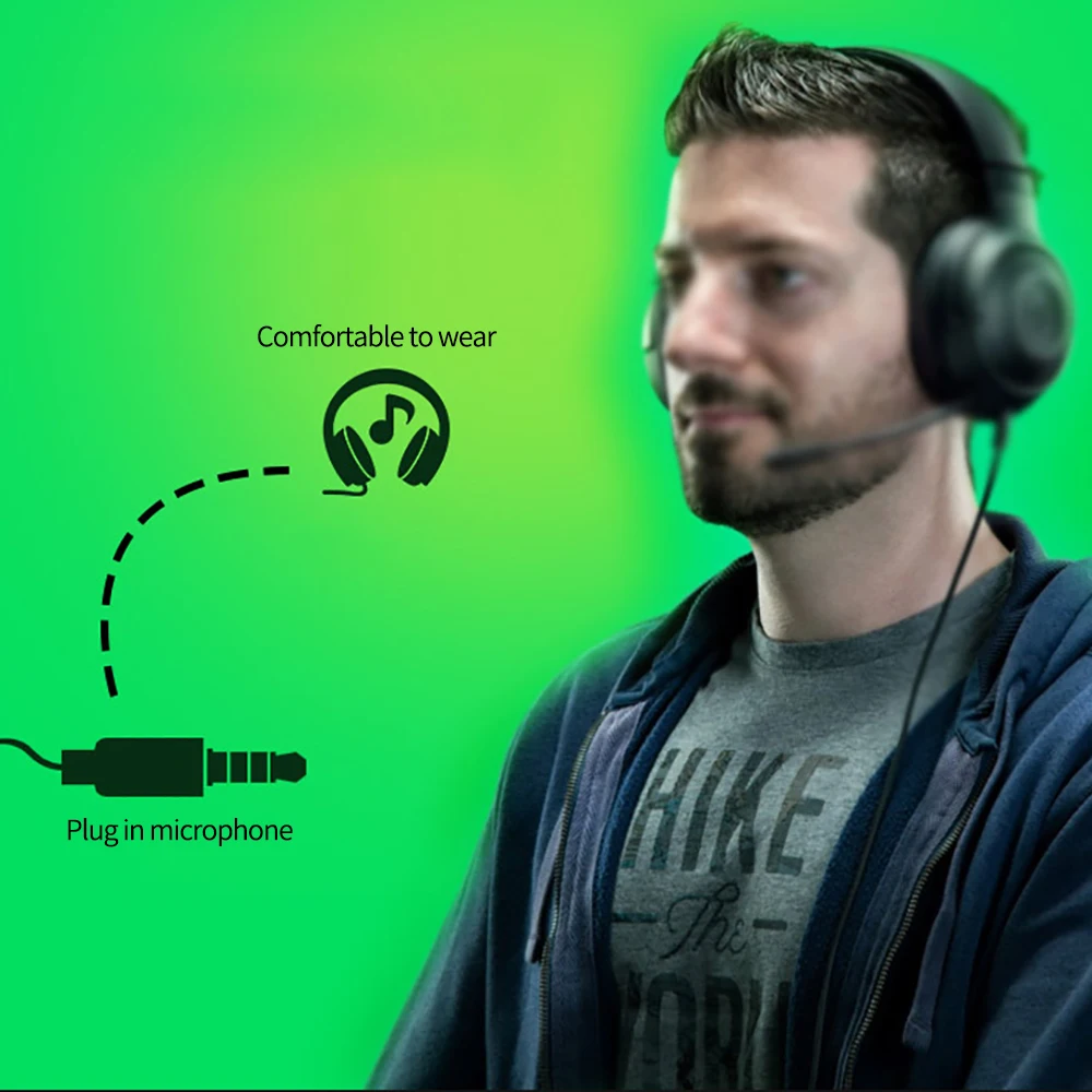 3.5mm Professional E-sports Headsets Luminous Game Computer Wired Headphones with Rotatable Microphone for PC Laptop Learn Play