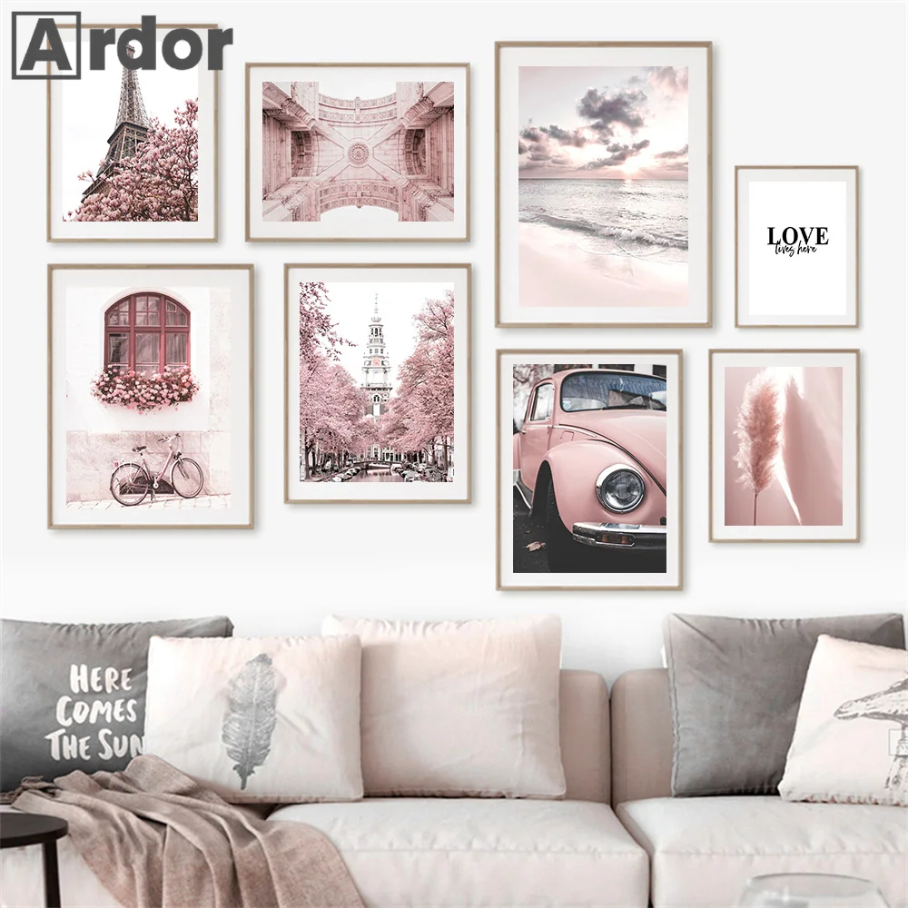 Pink Reed Flower Tower Paris Car Beach Wall Art Canvas Painting Nordic Posters And Prints Pictures For Living Room Home Decor 24 Pink Reed Flower Tower Paris Car Beach Wall Art Canvas Painting Nordic Posters And Prints Pictures For Living Room Home Decor