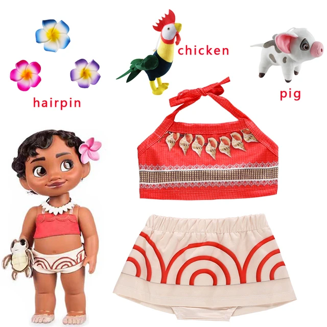 Moana-fantasia infantil de princesa vaiana, chapéu, roupa de aventura,  verão, vestimenta elegante para crianças, festa de aniversário, fotografia  - AliExpress