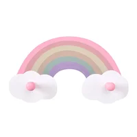 Cute Rainbow Kids Room Hook Wall Mounted Key Holder Wood Hanger Girls Bedroom Decoration Hooks Clothes Sundries Organizer Gifts 1