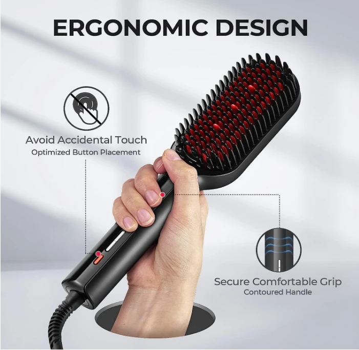 Ion Straight Brush Thick bristles, 16 temperature, hot brush Straight brush thick curly hair 6