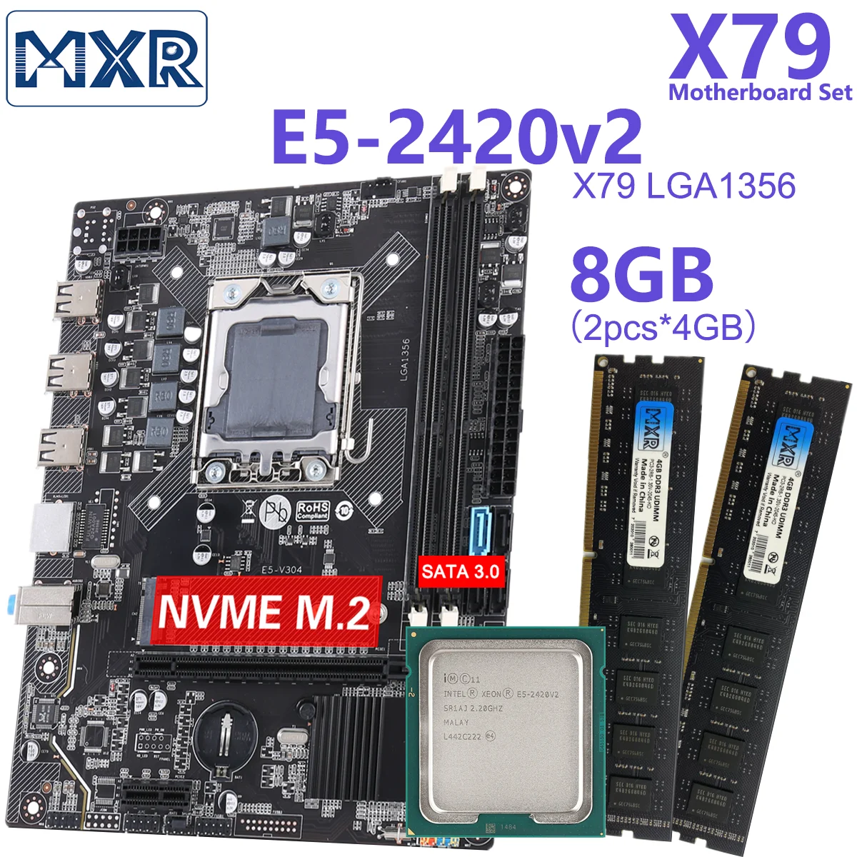 Комплект материнской платы X79 LGA 1365 Combo Xeon E5 2420 V2 Cpu 8 ГБ DDR3 Память ОЗУ 1333 МГц ECC REG PC3