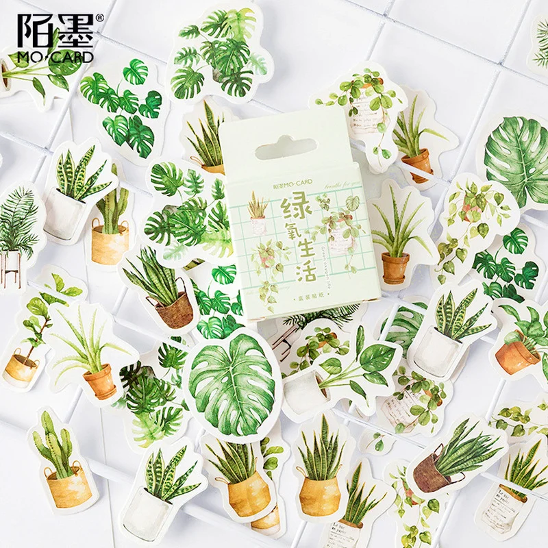 

45 Pcs/set Stationery Sticker Green Plant Life Creative Fresh DIY Handbook Decoration Shaped Sealing Sticker