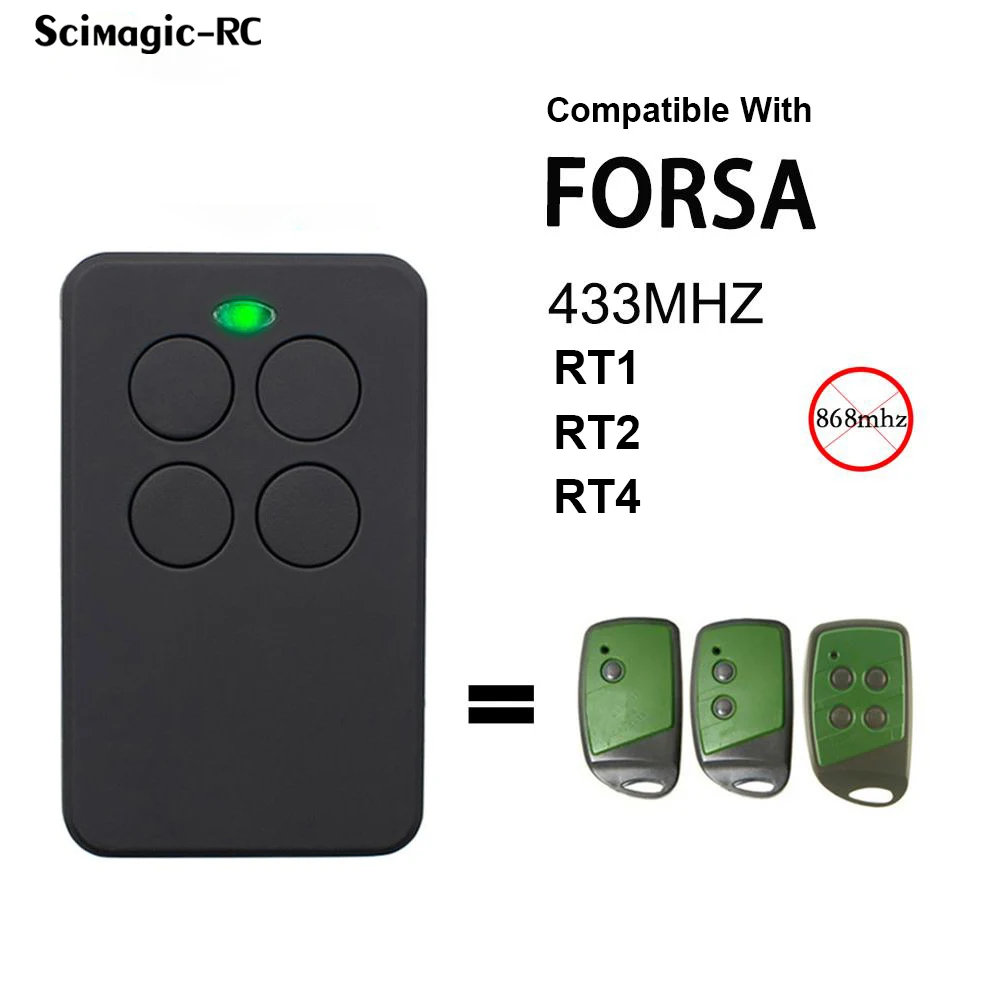 FORSA RT1 RT2 RT4 Garage Door Remote Control 433MHz Gate Keyfob 433MHz ...