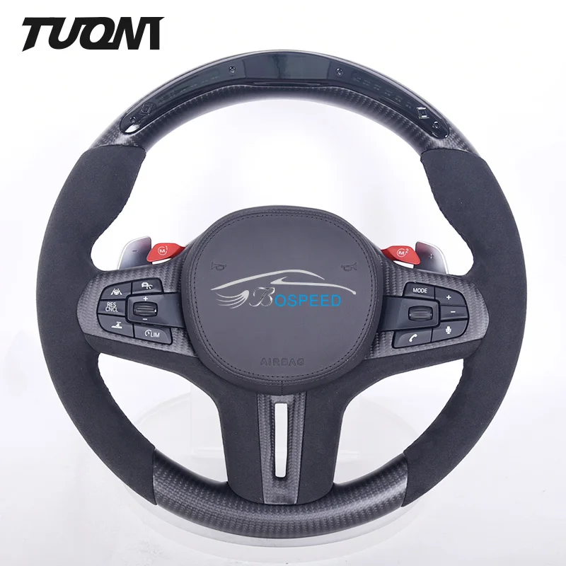 Volante In Fibra Di Carbonio A Led Scamosciato Per Toyota Gr Supra 3.0 Mk5 Mk4 A90