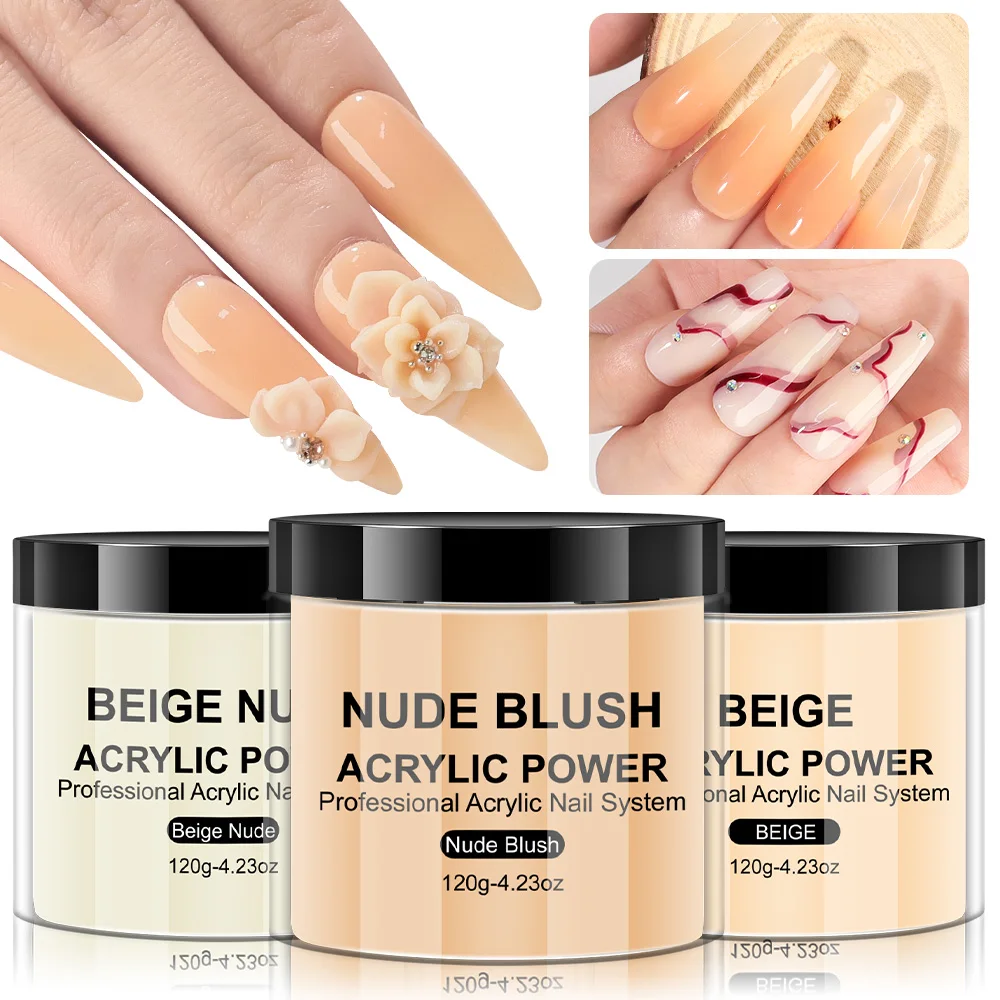 120g Large Capacity Acrylic Powder Clear White Pink Professional Nail Acrylic Polymer for Nails Extension Quick Build nail powder acrylic nail powder