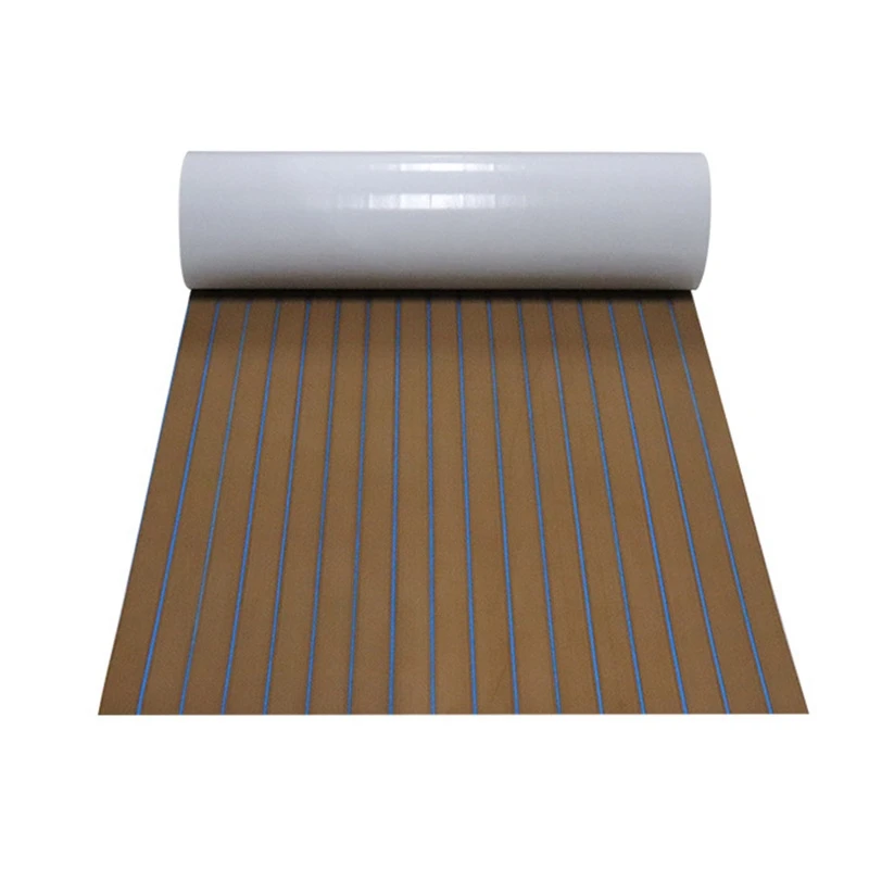 

EVA Foam Faux Teak Boat Deck Mat Decking Sheet Yacht Flooring Anti Skid Mat Self Adhesive Vehicle Pad 45X240 Brown