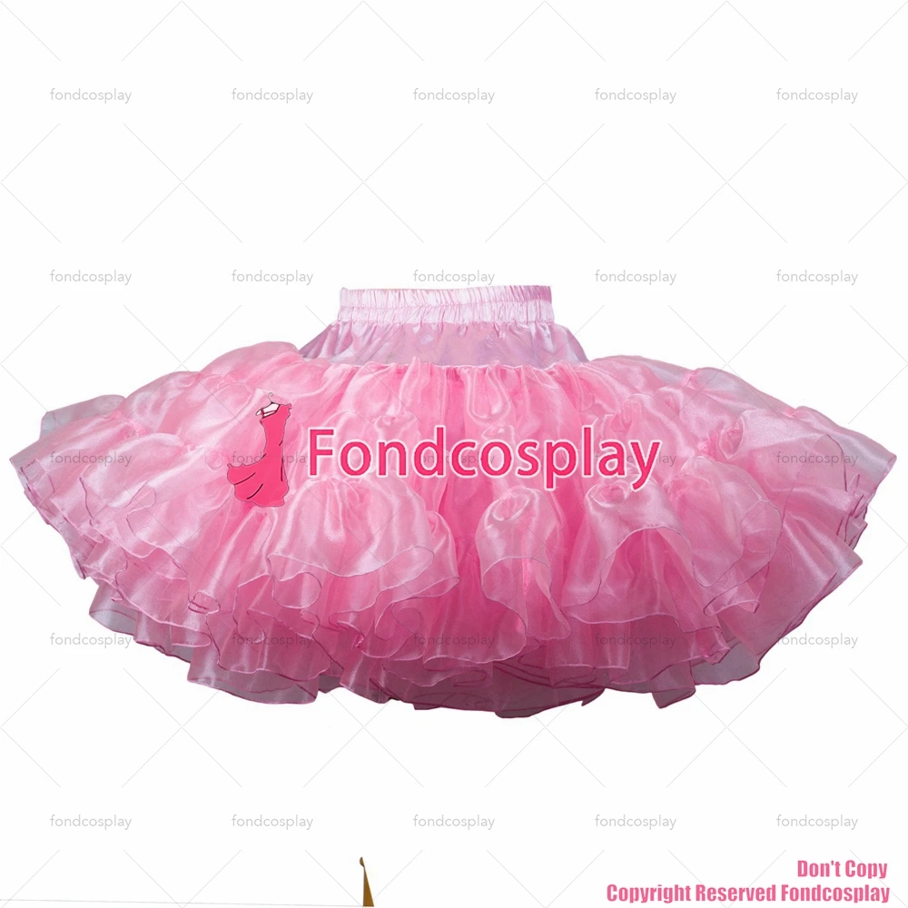 tailor-made sexy adult dressing cross maid sissy short french soft pink organza petticoat underskirt skirt tv/cd image