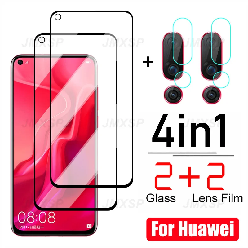 

4in1 Protective Glass For Huawei Nova 8 7 6 SE 8i 7i Tempered Glass on For Huawei Nova 2i 3 3i 5T Mate 30 20 10 Lite Lens Film