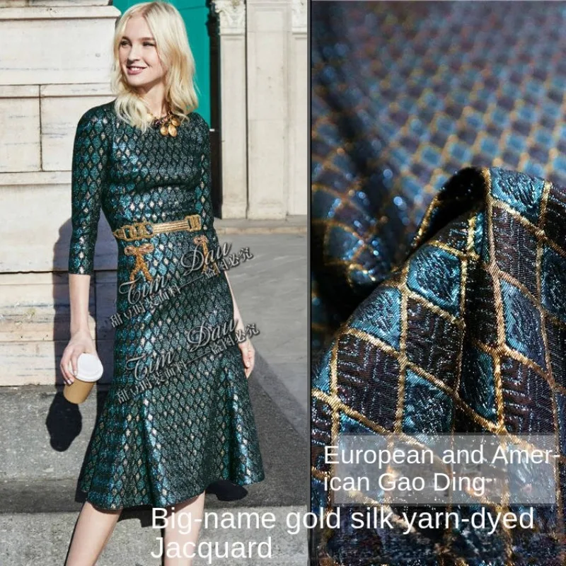 

Gold Three-dimensional Jacquard Fabric High-end Dress Sub-jacket Garments Dyed Fabric Ladies Temperament Gold Jacquard Fabric