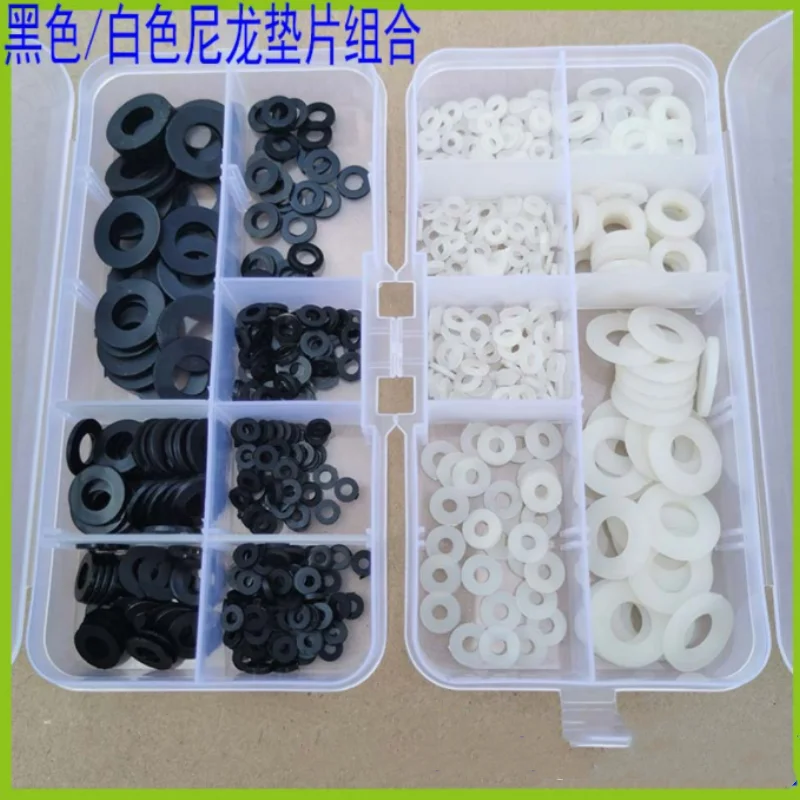 Nylon Washers M2 M2.5 M3 M4 M5 M6 M8 250PCS Nylon Washers Plastic Insulation Spacers Seals Black White Set Gasket Ring Kit screw washer nut kit