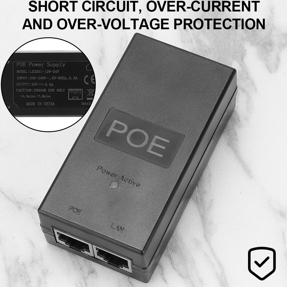 10/1PCS 24V 0.5A 12W POE Splitter Short Circuit Protection POE Injectors Desktop Power Poe Injector For IP Camera Power Supply