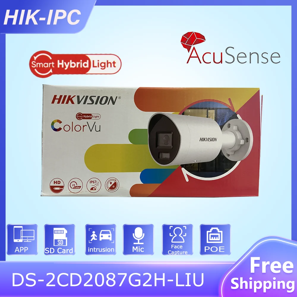 

Original HIKVISION 8MP Smart Hybrid Light with ColorVu Bullet Camera DS-2CD2087G2H-LIU Built-in Mic Acusene Surveillance Cameras