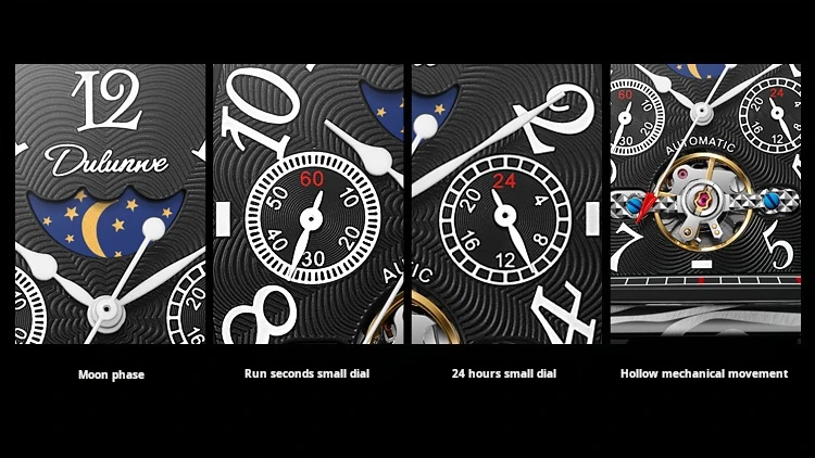 Top-Marke Luxus Tourbillon Mechanische Uhr Für Männer Mode Schwarz Stahl Wasserdicht Mondphasen Automatische Uhr Reloj Hombre_voghion.com
