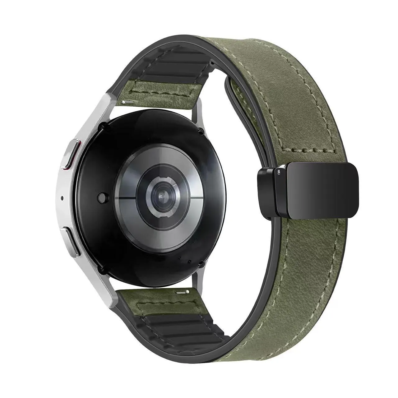 Premium Leather Silicone Magnetic Watch Strap Bracelet, 20mm/22mm, Multiple Sizes Available