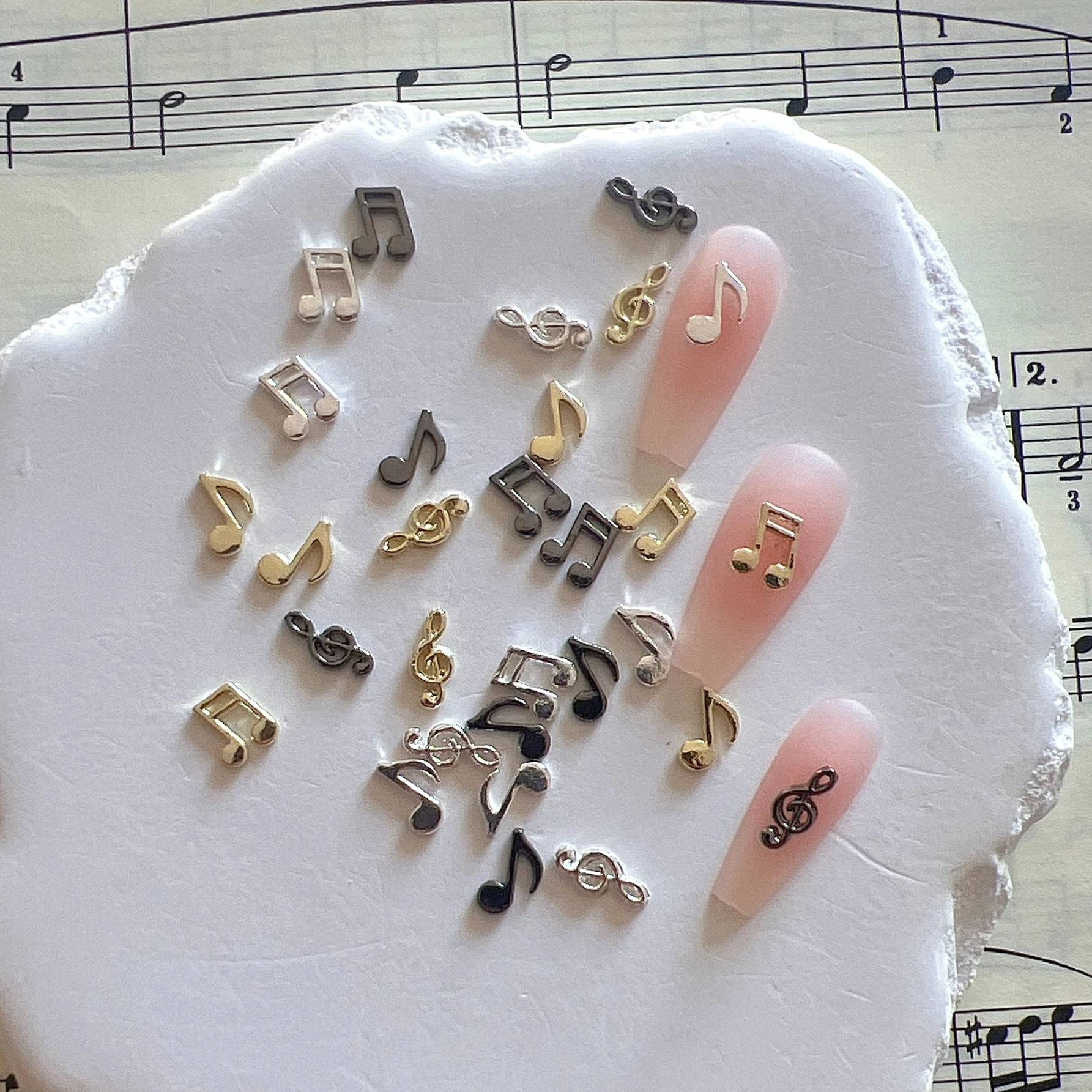 10pcs 금속 음악 기호 디자인 금속 3d 참 금속 데코 참 네일 아트 장식 MD2763-2771