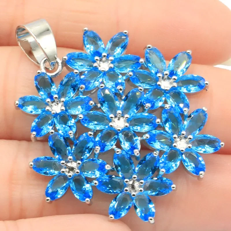Customized 925 SOLID STERLING SILVER PENDANT Fire Rainbow Mystic Topaz Citrine Peridot Swiss Blue London Blue Mystical Topaz Wom