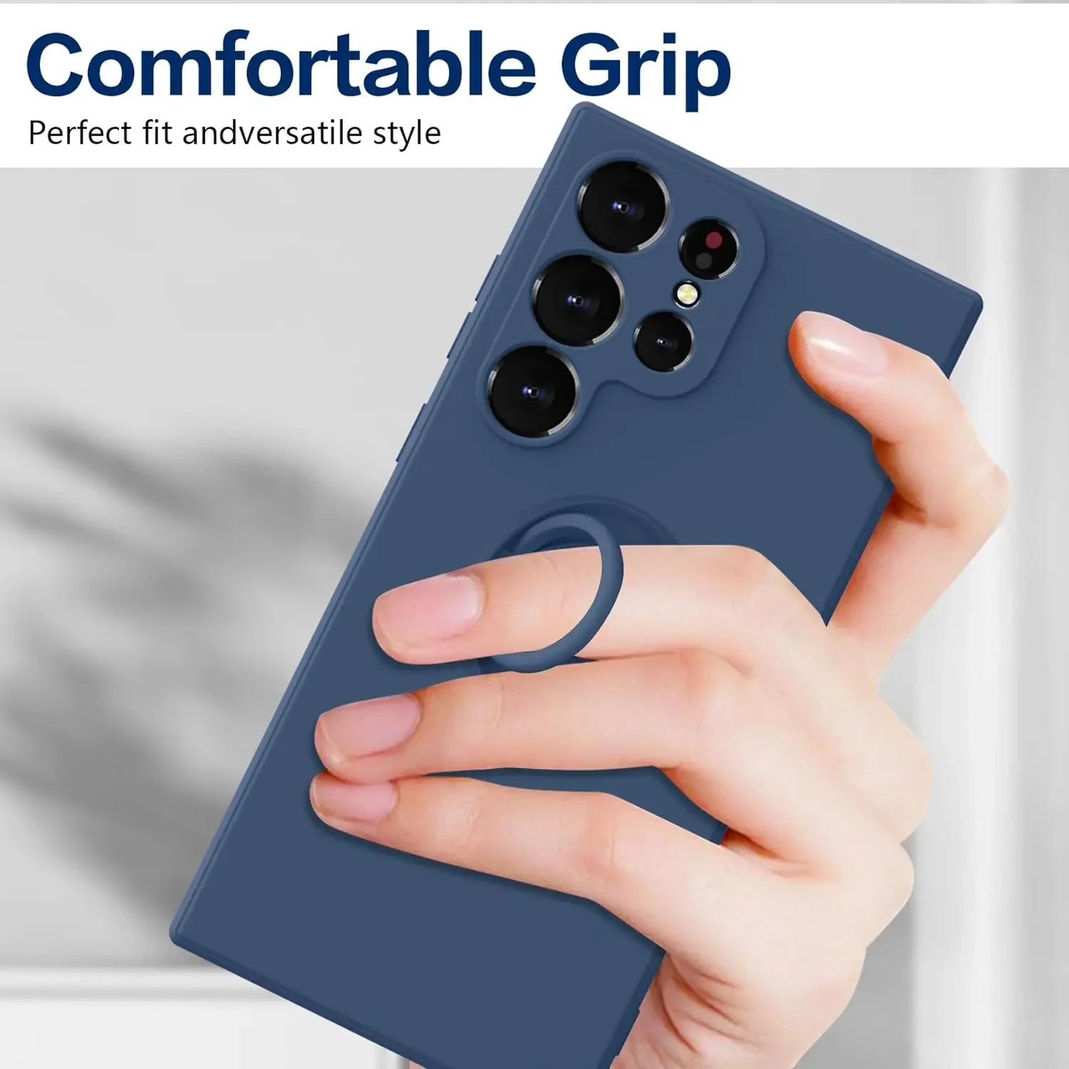 Premium Shockproof Phone Case with 360° Rotatable Ring Holder - Soft Silicone Protection